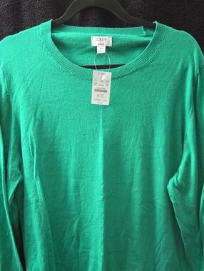 J. Crew Green Crewneck Teddie Sweater
